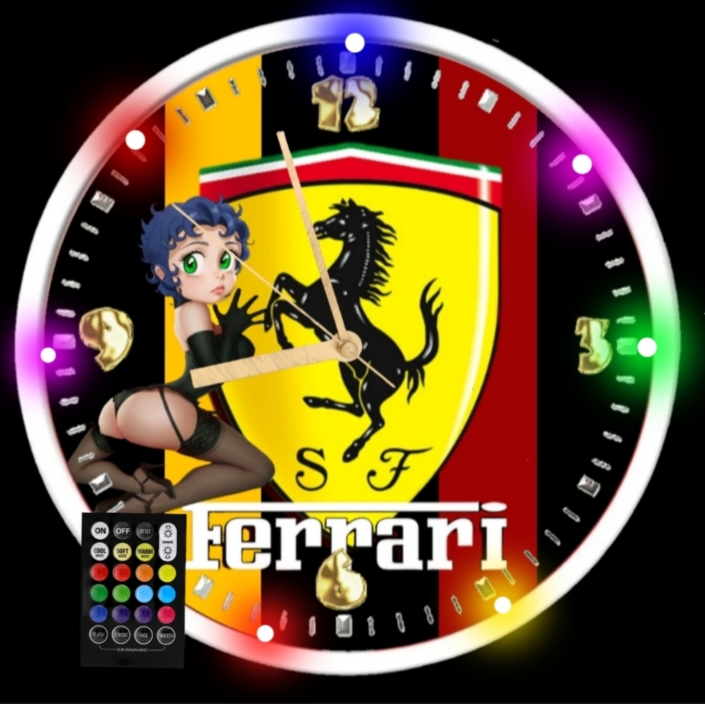 Ferrari Betty Boop RGB led clock
